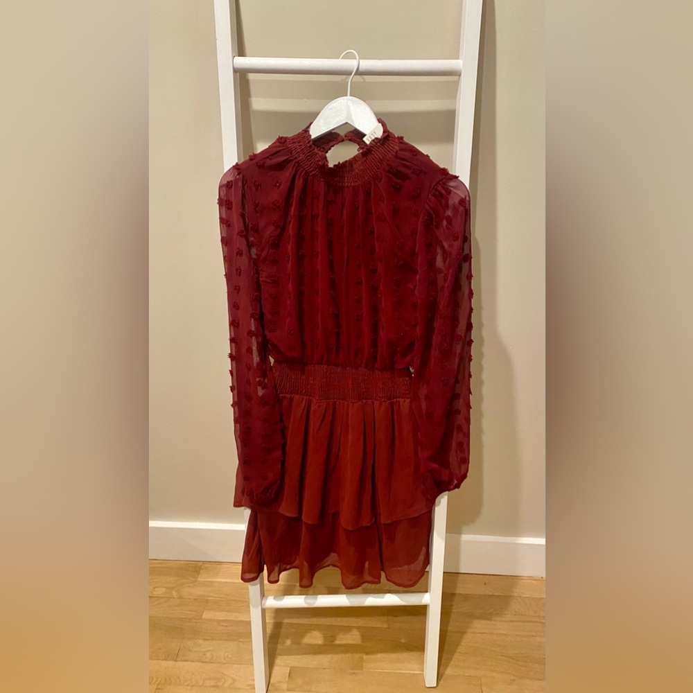 Boutique Brand - Maroon Smocked Tiered Dress - NWT Size Small